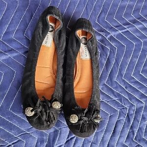 Lanvin Black Ballet Flats with Embellishments